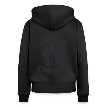 Stay Free Stay Wild Geschenkidee - Frauen Premium Bio Zip Hoodie - Schwarz - Hinten - Julia (174cm)