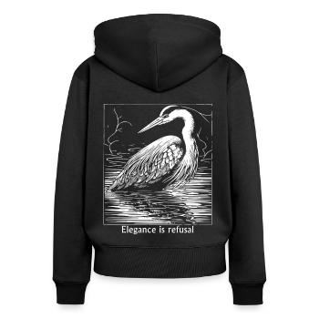 Black and White Graphic Design T-Shirt – Minimalist - Women's Premium Organic Zip Hoodie - black - Back - Julia (174cm)