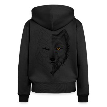 wolf - Women's Premium Organic Zip Hoodie - black - Back - Julia (174cm)