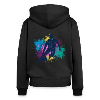 Basketball Spieler Grungy Farbspritzer - Frauen Premium Bio Zip Hoodie - Schwarz - Hinten - Julia (174cm)