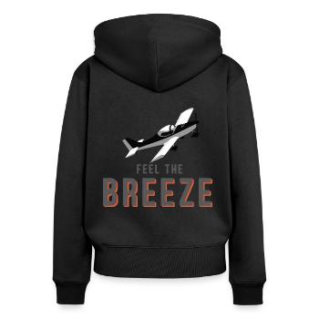 Ultraleichtflieger Pilot „Feel the Breeze“ - Frauen Premium Bio Zip Hoodie - Schwarz - Hinten - Julia (174cm)