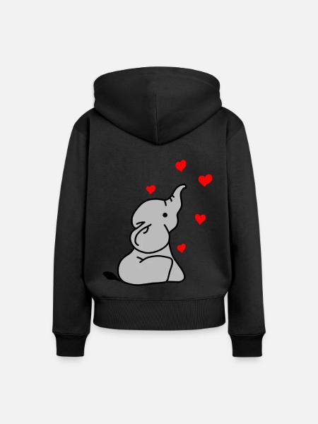 Elefant Herz Liebe - Frauen Premium Bio Zip Hoodie - Schwarz
