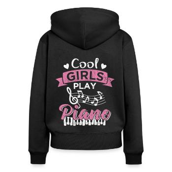 Coole Mädels spielen Klavier Musik Pianistin - Frauen Premium Bio Zip Hoodie - Schwarz - Hinten - Julia (174cm)