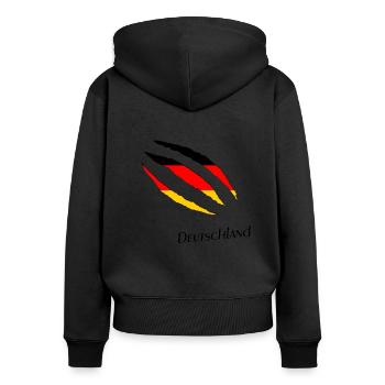 Deutschland - Frauen Premium Bio Zip Hoodie - Schwarz - Hinten - Julia (174cm)