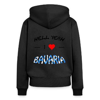 Hell Yeah i love bavaria - Frauen Premium Bio Zip Hoodie - Schwarz - Hinten - Julia (174cm)