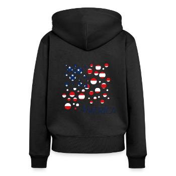 America USA - Frauen Premium Bio Zip Hoodie - Schwarz - Hinten - Julia (174cm)