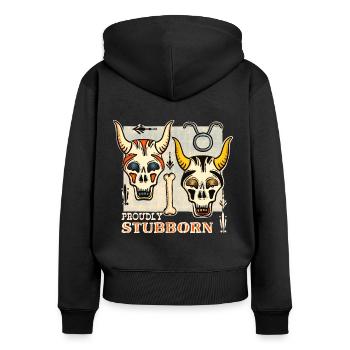 Signe du zodiaque Taureau - Sweat à capuche zippé Premium bio Femme - noir - Dos - Julia (174cm)