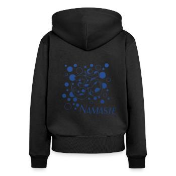 Yoga, Namaste - Frauen Premium Bio Zip Hoodie - Schwarz - Hinten - Julia (174cm)