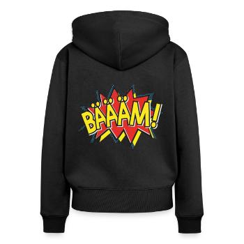 BÄÄÄM Comic Strip Action Bubble - Pop-Art Style - Women's Premium Organic Zip Hoodie - black - Back - Julia (174cm)