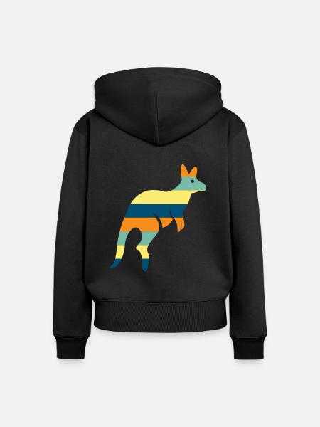 Kangaroo - Frauen Premium Bio Zip Hoodie - Schwarz