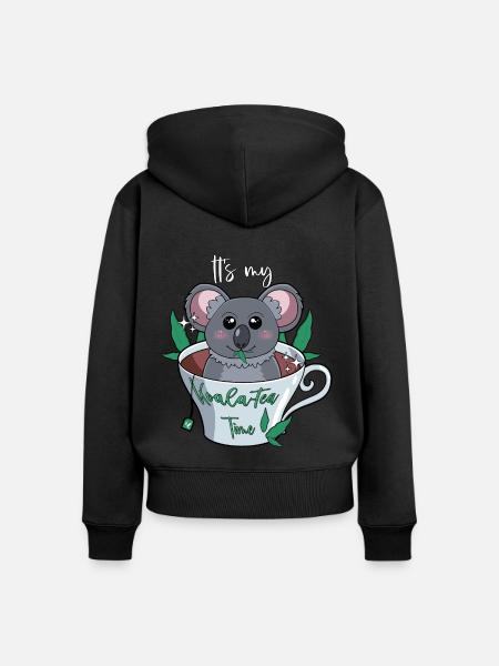 It's my Koala-Tea Time - Frauen Premium Bio Zip Hoodie - Schwarz