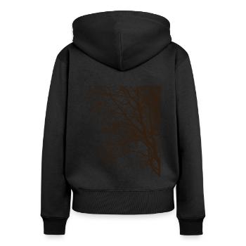Forêt sombre, Bois sombres, Amoureux de la nature - Sweat à capuche zippé Premium bio Femme - noir - Dos - Julia (174cm)