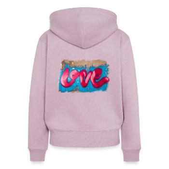 Amour graffiti - Sweat à capuche zippé Premium bio Femme - rose poudré - Dos - Julia (174cm)