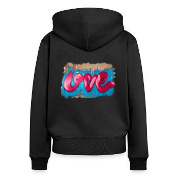 Amour graffiti - Sweat à capuche zippé Premium bio Femme - noir - Dos - Julia (174cm)