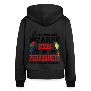 Perroquet Oiseau Perruche Ara Conure Cadeau Humour - Sweat à capuche zippé Premium bio Femme - noir - Dos - Julia (174cm)