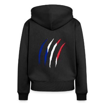 France Frankreich - Frauen Premium Bio Zip Hoodie - Schwarz - Hinten - Julia (174cm)