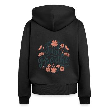 Atmen, Atmen, Meditation, Yoga, Ruhe, Angst - Frauen Premium Bio Zip Hoodie - Schwarz - Hinten - Julia (174cm)