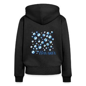 Bavaria - Frauen Premium Bio Zip Hoodie - Schwarz - Hinten - Julia (174cm)