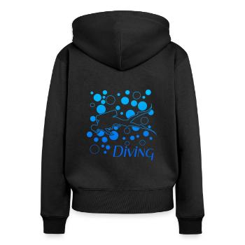 Diving - Frauen Premium Bio Zip Hoodie - Schwarz - Hinten - Julia (174cm)