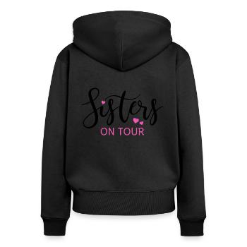 Schwester Schwestern Geschwister Sisters on tour - Frauen Premium Bio Zip Hoodie - Schwarz - Hinten - Julia (174cm)