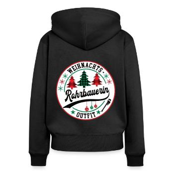 Rohrbauerin Weihnachten Rohrbau XMAS Meisterin - Frauen Premium Bio Zip Hoodie - Schwarz - Hinten - Julia (174cm)
