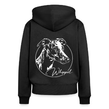 WHIPPET Windhund Windhunde Hunde Hund Wilsigns - Frauen Premium Bio Zip Hoodie - Schwarz - Hinten - Julia (174cm)