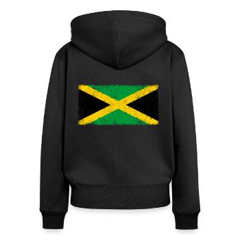Jamaika - Frauen Premium Bio Zip Hoodie - Schwarz - Hinten - Julia (174cm)