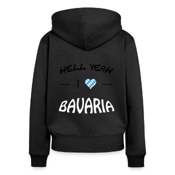 Hell Yeah i love Bavaria - Frauen Premium Bio Zip Hoodie - Schwarz - Hinten - Julia (174cm)