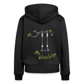 Bin schaukeln weiß - Frauen Premium Bio Zip Hoodie - Schwarz - Hinten - Julia (174cm)
