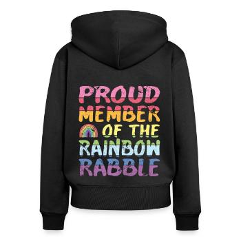 Fier membre de la racaille arc-en-ciel - Sweat à capuche zippé Premium bio Femme - noir - Dos - Julia (174cm)