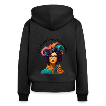 I m not weird I m just limited edition - Sweat à capuche zippé Premium bio Femme - noir - Dos - Julia (174cm)