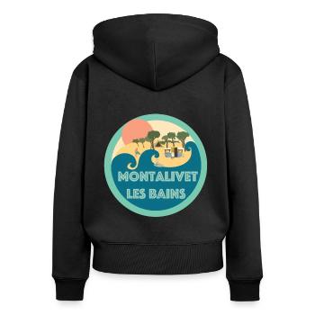 Monta blue textile - Women's Premium Organic Zip Hoodie - black - Back - Julia (174cm)