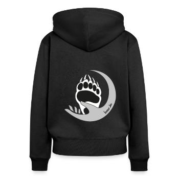 Bärenretter Logo noir et blanc rond - Sweat à capuche zippé Premium bio Femme - noir - Dos - Julia (174cm)