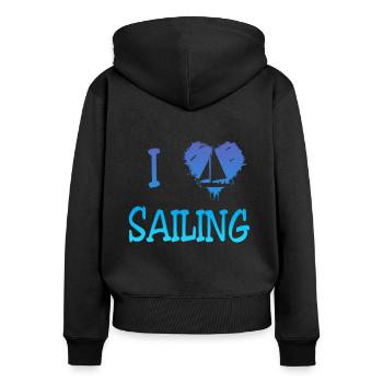 Segeln Spruch i love sailing - Frauen Premium Bio Zip Hoodie - Schwarz - Hinten - Julia (174cm)