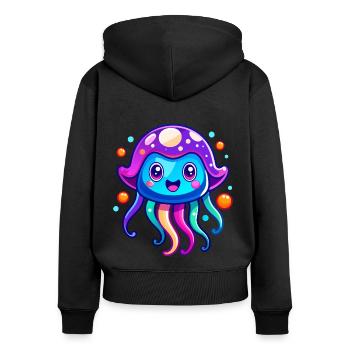 Méduse mignonne - Sweat à capuche zippé Premium bio Femme - noir - Dos - Julia (174cm)