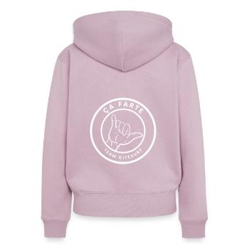 Team Kitesurfing Wachse - Frauen Premium Bio Zip Hoodie - Altrosa - Hinten - Julia (174cm)