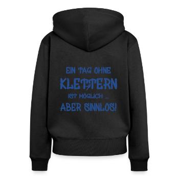 kletter - climbing - kletterer - bouldern - Frauen Premium Bio Zip Hoodie - Schwarz - Hinten - Julia (174cm)