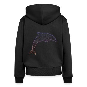 Delfin, rettet die Wale - Frauen Premium Bio Zip Hoodie - Schwarz - Hinten - Julia (174cm)