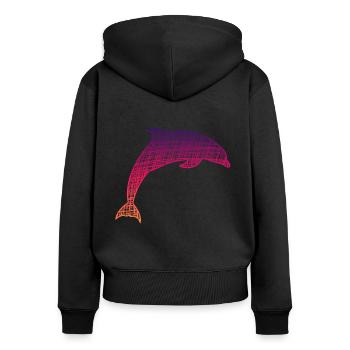 Delfi, Dolphin - Frauen Premium Bio Zip Hoodie - Schwarz - Hinten - Julia (174cm)