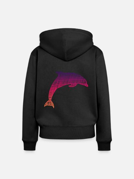 Delfi, Dolphin - Frauen Premium Bio Zip Hoodie - Schwarz