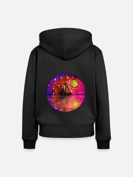 Kosmische Segelszene - Frauen Premium Bio Zip Hoodie - Schwarz