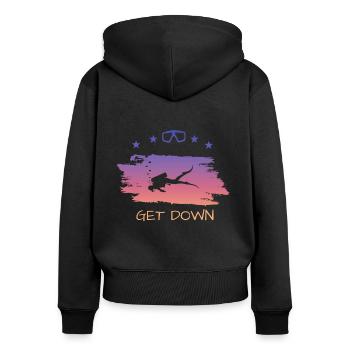 diving , get down, cooles taucherdesign - Frauen Premium Bio Zip Hoodie - Schwarz - Hinten - Julia (174cm)