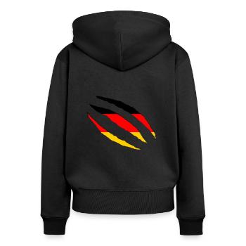 Deutschland - Frauen Premium Bio Zip Hoodie - Schwarz - Hinten - Julia (174cm)