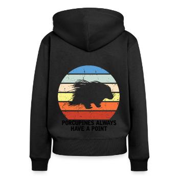 Stachelschweine Designs für Tierliebhaber Nagetier - Frauen Premium Bio Zip Hoodie - Schwarz - Hinten - Julia (174cm)