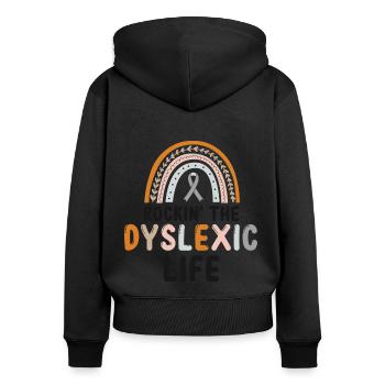 Dyslexia Awareness and Dyslexia Teachers - Women's Premium Organic Zip Hoodie - black - Back - Julia (174cm)