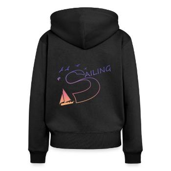 Sailing Segeln - Frauen Premium Bio Zip Hoodie - Schwarz - Hinten - Julia (174cm)