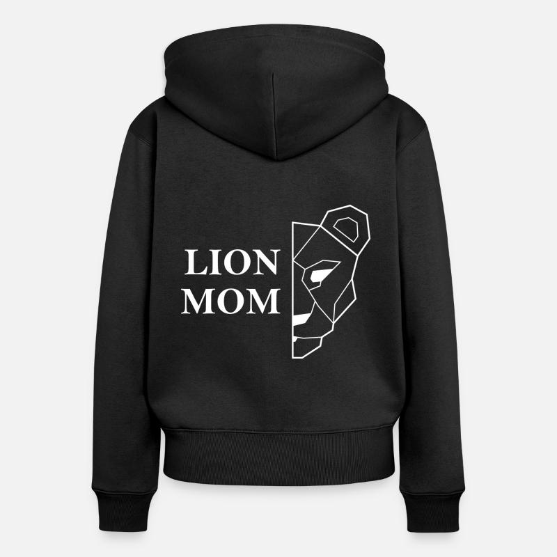 Lion Mom white Muttertag Geschenkidee - Frauen Premium Bio Zip Hoodie - Schwarz
