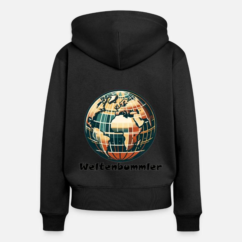 Globe-trotter - Sweat à capuche zippé Premium bio Femme - noir
