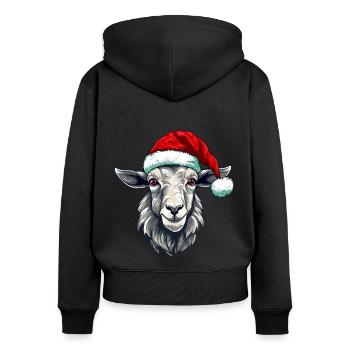 Ziege Xmas Weihnachten Tier Kopf - Frauen Premium Bio Zip Hoodie - Schwarz - Hinten - Julia (174cm)