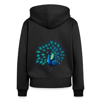 Paon - Sweat à capuche zippé Premium bio Femme - noir - Dos - Julia (174cm)